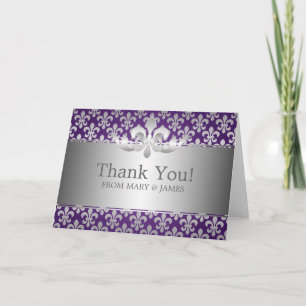 Hochzeit "Danke" Fleur De Lis Lila Dankeskarte