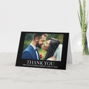 Hochzeit Danke Foto Falten Karte Schwarz und Weiß