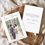 Hochzeit Danke Foto Minimalistisch Simple<br><div class="desc">Hochzeit Dankeschön Karten,  die ein Foto auf der Vorder- und Rückseite haben. Die Dankeschön-Karten enthalten eine moderne,  handgeschriebene,  kursive Schriftzeichen-Typografie,  die elegant,  einfach und modern nach einem minimalistischen einfachen Hochzeitstag-Fest zu verwenden sind.</div>