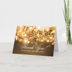 Hochzeit "Danke" Funkelnde Lichter Gold Dankeskarte