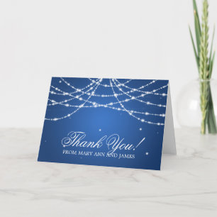 Hochzeit "Danke" Funkelnde Schnur Blau Dankeskarte