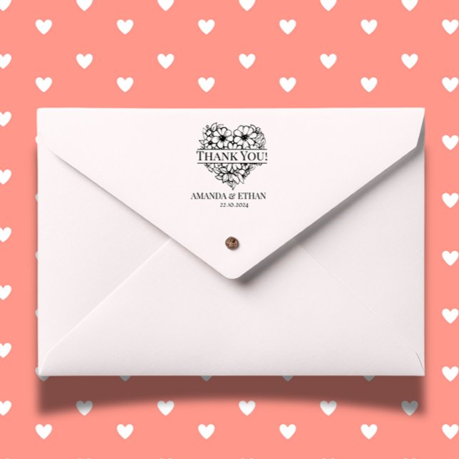 Hochzeit Danke für Foral Theme Permastempel (Wedding Thank you Foral Theme Self-inking Stamp)