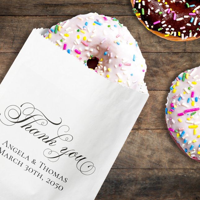 Hochzeit Danke Gastgeschenk Custom Geschenktütchen (Classic wedding favor bag with stylish calligraphy script. )
