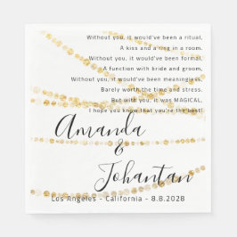 Hochzeit Danke Gedicht Gold Lights Confetti einfac Serviette
