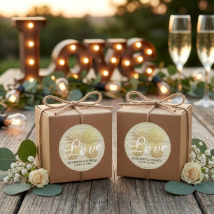 Hochzeit Danke Gold Ananas Rustikales Holz Runder Aufkleber