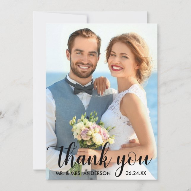 Hochzeit danke Ihnen Bride Groom Foto Card B (Vorderseite)