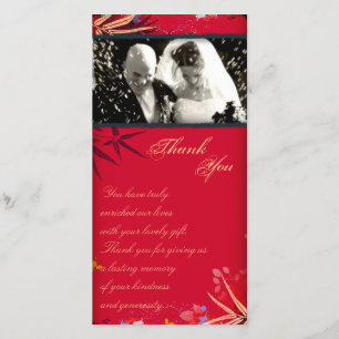 Hochzeit danke Ihnen Foto Card Vintag Bambus Blätt