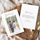 Hochzeit danke Ihnen Foto Minimalistisch<br><div class="desc">Romantische Hochzeit Dankeschön Karten,  die ein Foto auf der Vorder- und Rückseite haben. Die Dankeschön-Karten enthalten eine moderne,  handgeschriebene,  kursive Schriftzeichen-Typografie,  die elegant,  einfach und modern nach einem minimalistischen einfachen Hochzeitstag-Fest zu verwenden sind.</div>