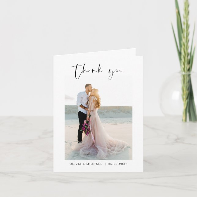Hochzeit danke Ihnen Foto Minimalistisch (Vorderseite)