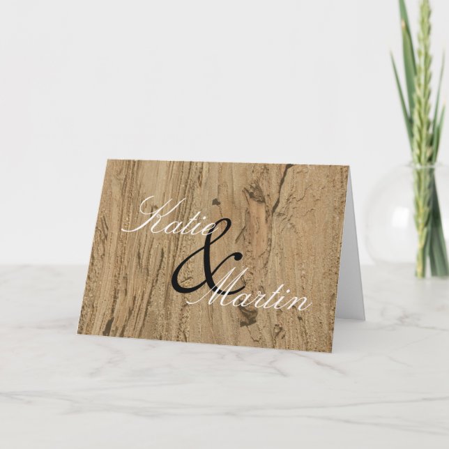 Hochzeit danke Ihnen Natural Woodgrain Foto Rustic Karte (Vorderseite)