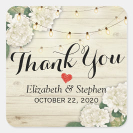 Hochzeit danke Ihnen rustikale Holz-Blumenzellenle Quadratischer Aufkleber