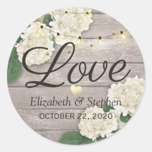 Hochzeit danke Ihnen rustikale Holz-Blumenzellenle Runder Aufkleber