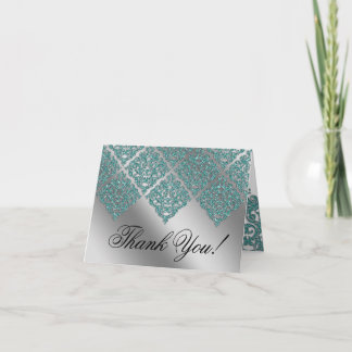 Hochzeit Danke Karten Damask Sparkle Silver Aquama