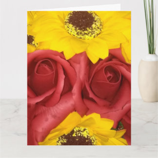 Hochzeit Danke-Karten rote Rosen Sonnenblume Foto Dankeskarte