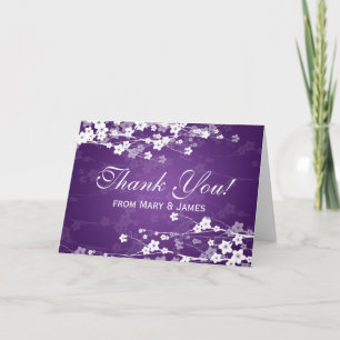 Hochzeit "Danke" Kirschblüten-Lila Dankeskarte
