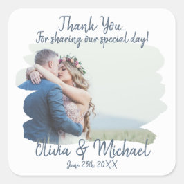 Hochzeit danke Labels Quadratischer Aufkleber
