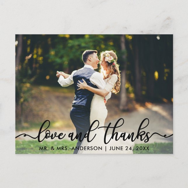 Hochzeit danke Liebe und danke Foto Postkarte (Vorderseite)