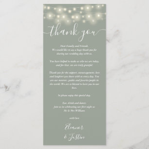 Hochzeit Danke, Lights Sage Green Platzkarte Menükarte