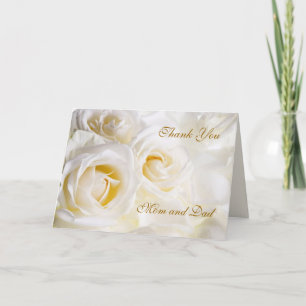 Hochzeit Danke Mama und Papa Karte, weiße Rosen