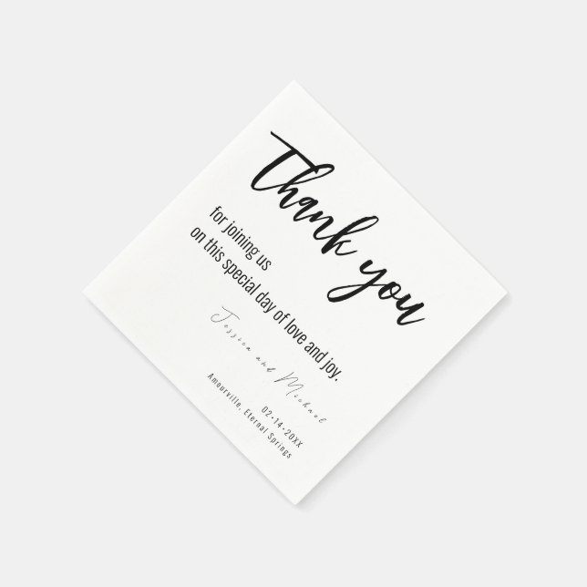 💍 Hochzeit Danke Minimalistisches Elegant Serviette (Ecke)