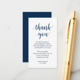Hochzeit Danke, Moderne Navy Blue Script Begleitkarte