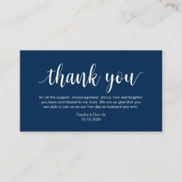 Hochzeit Danke, Moderne Navy Blue Script Begleitkarte