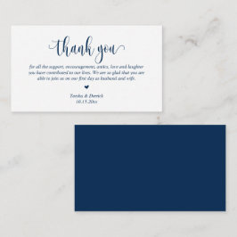 Hochzeit Danke, Modernes Script, Klassisches Navy  Begleitkarte