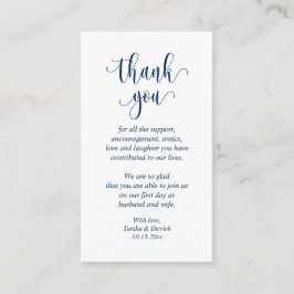 Hochzeit Danke, Modernes Script, Klassisches Navy  Begleitkarte