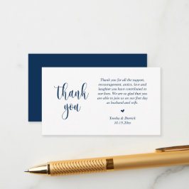 Hochzeit Danke, Modernes Script, Klassisches Navy  Begleitkarte