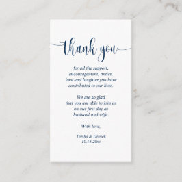 Hochzeit Danke, Modernes Script, Klassisches Navy  Begleitkarte