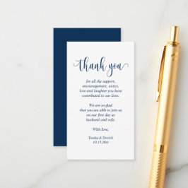 Hochzeit Danke, Modernes Script, Klassisches Navy  Begleitkarte