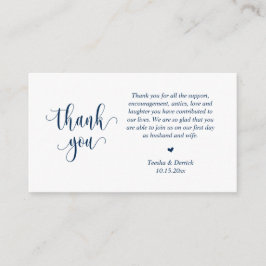 Hochzeit Danke, Modernes Script, Klassisches Navy  Begleitkarte