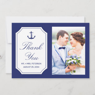 Hochzeit Danke Nautical Anchor Blue Foto Card