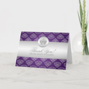 Hochzeit "Danke" Royal Crown Purple Dankeskarte