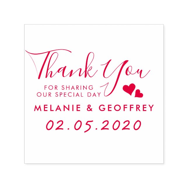 Hochzeit Danke, Script | Individuelle Namen und Da Permastempel (Design)