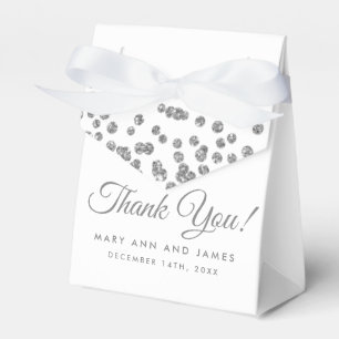Hochzeit Danke Silver Glitzer Confetti White Geschenkschachtel