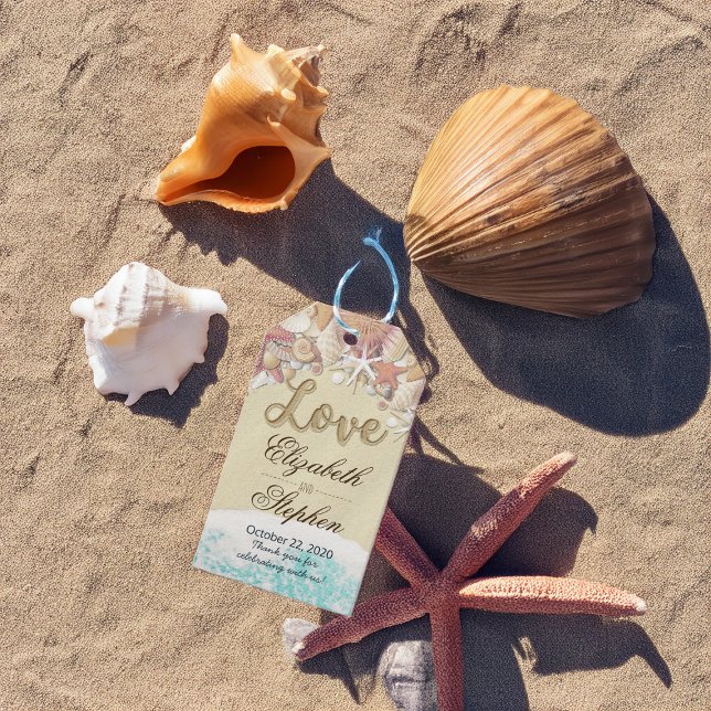 Hochzeit danke Summer Beach Starfish Muscheln Geschenkanhänger (Von Creator hochgeladen)