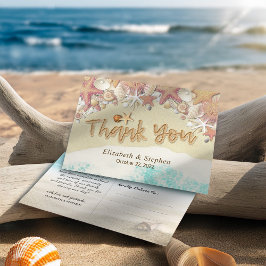 Hochzeit Danke Summer Beach Starfish Seashell Postkarte