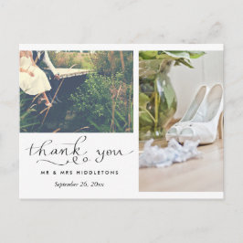 Hochzeit Danke Typografie | Zwei Fotos Postkarte
