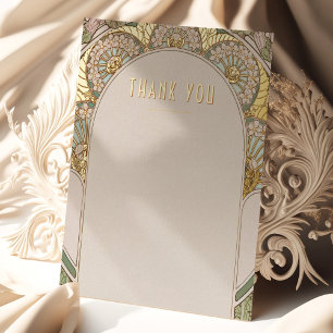Hochzeit Danke Vintages Jugendstil von Mucha Folien Feiertagspostkarte