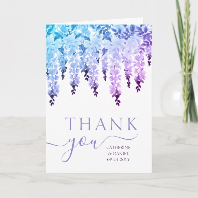Hochzeit Danke Watercolor Wisteria Floral (Vorderseite)