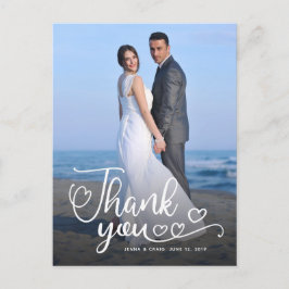 Hochzeit Danke | Weiße Schrift über Foto Postkarte