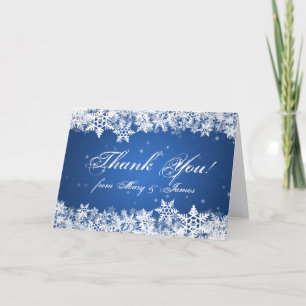 Hochzeit Danke Winter-Schneeflocken Blau Saphir