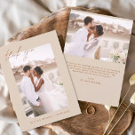Hochzeit Dankeschön Foto Minimalistisch Romantik Dankeskarte<br><div class="desc">Feiern Sie Liebe und Dankbarkeit mit unseren Budget Wedding Dankeschön Cards, die Ihre minimalistische Hochzeitsfeier ergänzen. Diese Karten verfügen über ein personalisiertes Foto auf der Vorder- und Rückseite, das die gepflegten Momente Ihres besonderen Tages einfängt. Die elegante, handgeschriebene, kursive Schriftzeichen-Typografie verleiht eine Touch moderner Eleganz, die Ihren Empfängern einen bleibenden...</div>