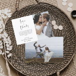 Hochzeit Dankeschön Foto Simple Elegant Dankeskarte<br><div class="desc">Hochzeit Dankeschön Karten,  die ein Foto auf der Vorder- und Rückseite haben. Die Dankeschön-Karten enthalten eine moderne,  handgeschriebene,  kursive Schriftzeichen-Typografie,  die elegant,  einfach und modern nach Ihrer Hochzeitsfeier zu benutzen sind.</div>