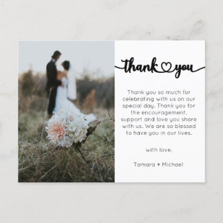 Hochzeit Dankeschön Karte, Moderne Schrift Postkarte