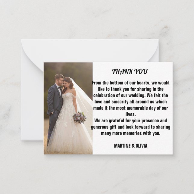 Hochzeit Dankeschön Karten mit Nachricht (Vorderseite)