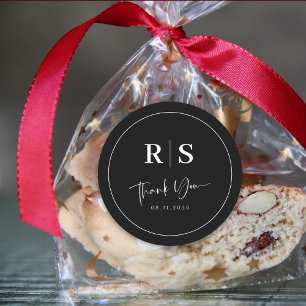 Hochzeit Dankeschön Sticker - Schwarz & Weiß Elega