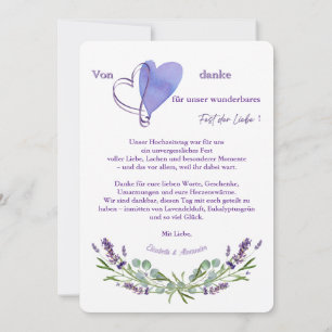Hochzeit-Dankeskarte Lavendel & Eukalyptus Dankeskarte