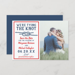 Hochzeit das Knot Beach Foto Navy Blue Red Save The Date